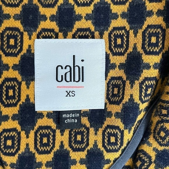 Cabi Kensington Proper Standout Blazer Jacket in Yellow Navy Medallion Motif, XS - Picture 5 of 16